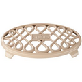 10" x 7" Oval Cast Iron Trivet, Cream